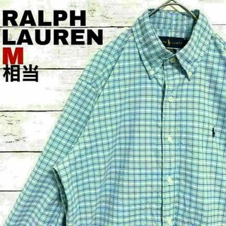 ラルフローレン(Ralph Lauren)の1f ラルフローレン ブルーチェック CLASSICFIT BD長袖シャツ 刺繍(シャツ)