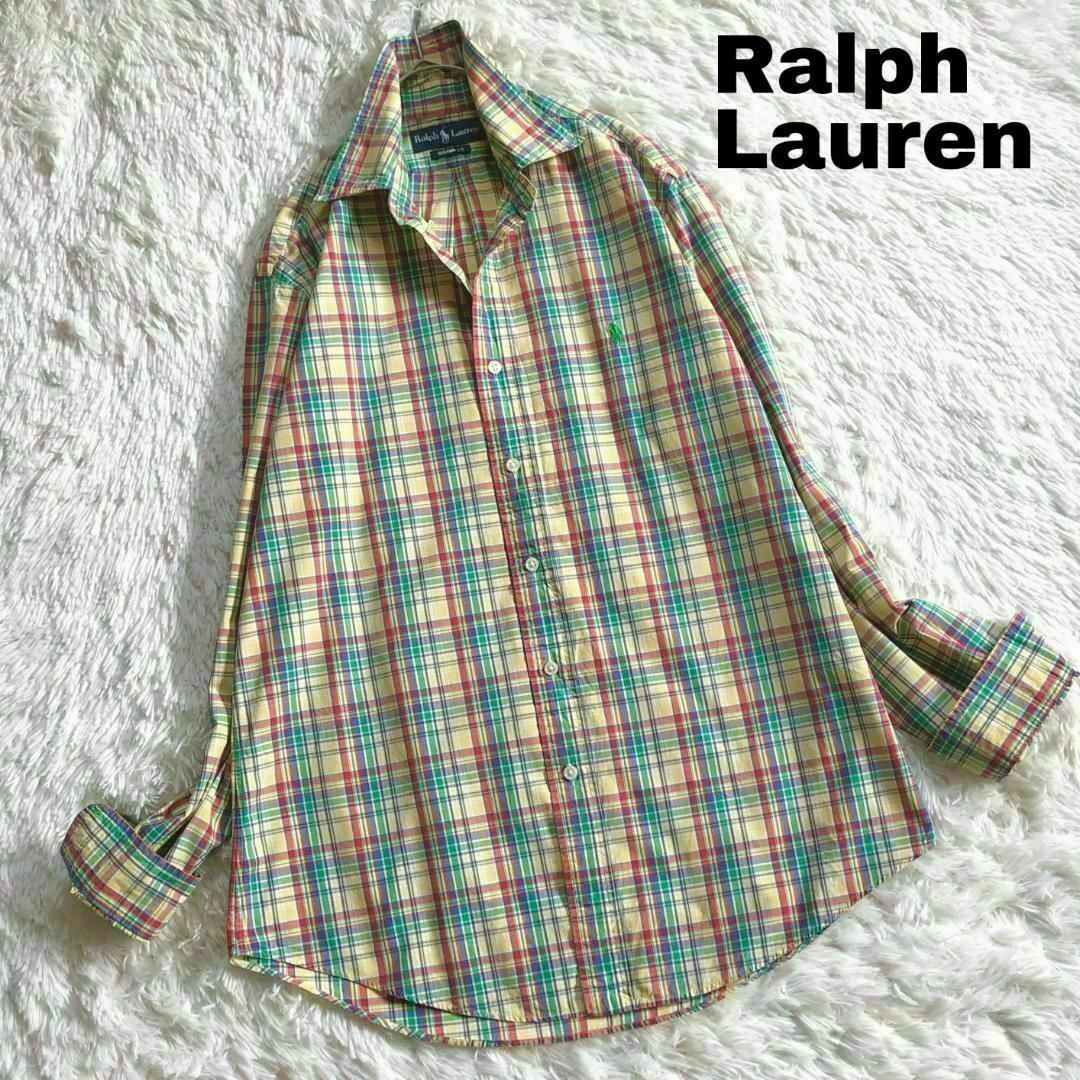 Ralph Lauren(ラルフローレン)の71X春秋ラルフローレン マルチカラーBD長袖シャツ ポニー刺繍 古着 レディースのトップス(シャツ/ブラウス(長袖/七分))の商品写真