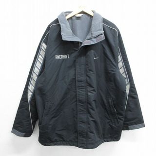 ナイキ(NIKE)のXL★古着 ナイキ NIKE 長袖 ジャケット ベスト ワンポイントロゴ 大きいサイズ 黒他 ブラック 内側フリース 23nov15 中古 メンズ アウター(ダッフルコート)