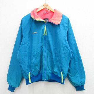 コロンビア(Columbia)のXL★古着 コロンビア COLUMBIA 長袖 ナイロン ジャケット メンズ 80年代 80s ワンポイントロゴ ラグラン 薄紺他 ネイビー 内側フリース 23nov16 中古 アウター(ダッフルコート)