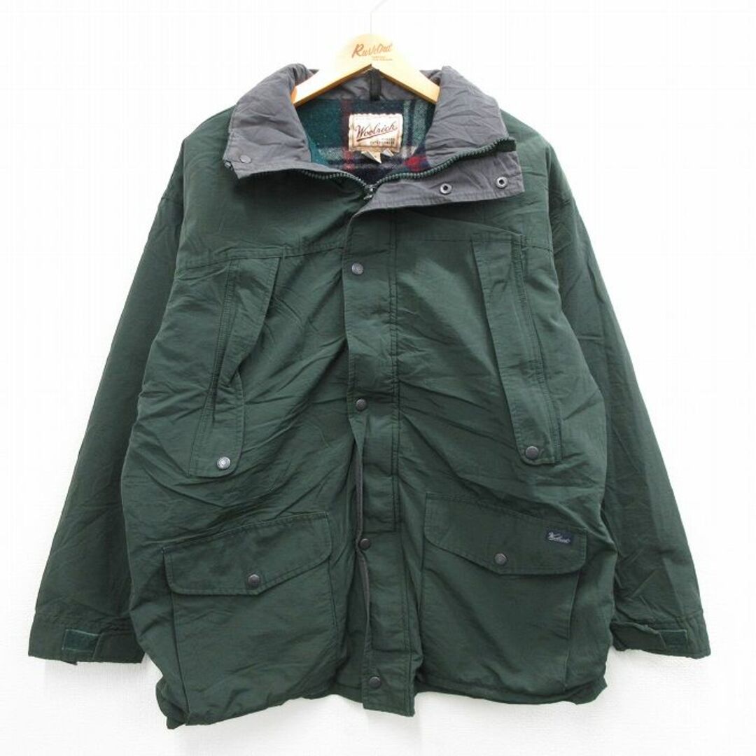 WOOLRICH(ウールリッチ)のL★古着 ウールリッチ WOOLRICH 長袖 ジャケット メンズ 00年代 00s 緑 グリーン 内側ウール 23nov16 中古 アウター メンズのジャケット/アウター(ダッフルコート)の商品写真