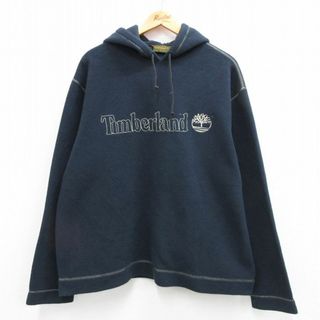 ティンバーランド(Timberland)のXL★古着 ティンバーランド 長袖 フリース ジャケット パーカー メンズ 00年代 00s ビッグロゴ 刺繍 大きいサイズ 紺 ネイビー 23nov20 中古 アウター(ダッフルコート)