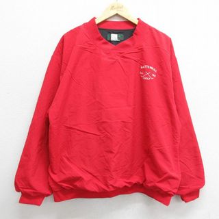 L★古着 オービス ORVIS 長袖 ナイロン ジャケット メンズ 90年代 90s ゴルフ クルーネック 赤 レッド 23nov11 中古 アウター ウインドブレーカー(ダッフルコート)