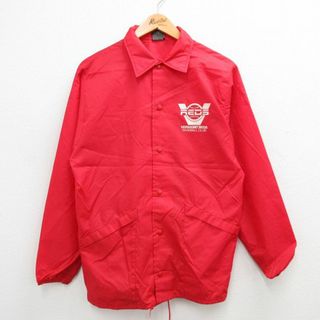 S★古着 ヒルトン 長袖 ナイロン ジャケット メンズ 90年代 90s 野球 REDS USA製 赤 レッド 23nov17 中古 アウター ウインドブレーカー(ダッフルコート)