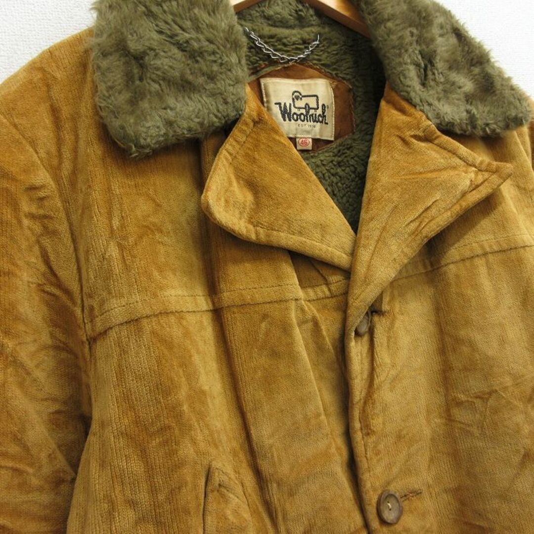 WOOLRICH(ウールリッチ)のXL★古着 ウールリッチ WOOLRICH 長袖 コーデュロイ ジャケット メンズ 80年代 80s ロング丈 大きいサイズ 茶系 ブラウン 内側ボア 23nov15 中古 アウター メンズのジャケット/アウター(ダッフルコート)の商品写真