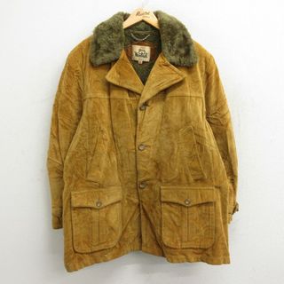 ウールリッチ(WOOLRICH)のXL★古着 ウールリッチ WOOLRICH 長袖 コーデュロイ ジャケット メンズ 80年代 80s ロング丈 大きいサイズ 茶系 ブラウン 内側ボア 23nov15 中古 アウター(ダッフルコート)