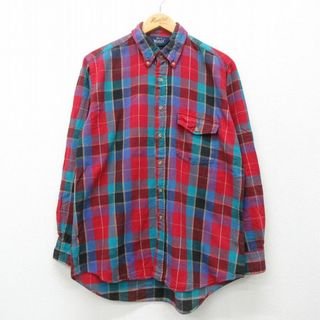 ウールリッチ(WOOLRICH)のXL★古着 ウールリッチ WOOLRICH 長袖 フランネル シャツ メンズ 90年代 90s ボタンダウン 赤他 レッド チェック 23nov11 中古 トップス(シャツ)