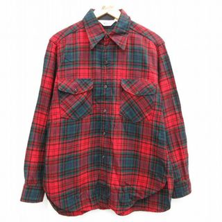 ウールリッチ(WOOLRICH)のXL★古着 ウールリッチ WOOLRICH 長袖 ウール シャツ メンズ 80年代 80s 赤他 レッド タータン チェック 23nov14 中古 トップス(シャツ)