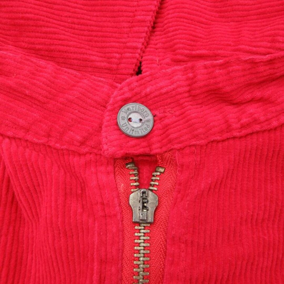 XL★古着 マルボロ 長袖 ハーフジップ シャツ メンズ 90年代 90s コーデュロイ 大きいサイズ ロング丈 コットン 赤 レッド 23nov17 中古 トップス メンズのトップス(シャツ)の商品写真