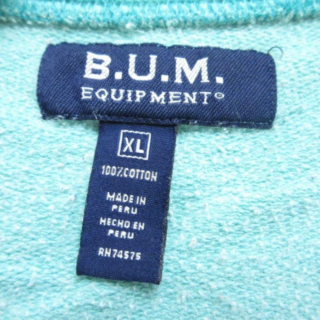 XL★古着 b.u.m. equipment 長袖 トップス メンズ ビッグロゴ 大きいサイズ コットン クルーネック 薄緑 グリーン 23nov14 中古 スエット トレーナー メンズのトップス(その他)の商品写真