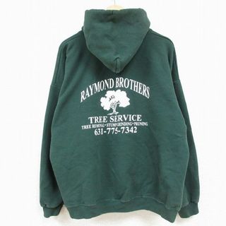 ヘインズ(Hanes)のXL★古着 ヘインズ Hanes 長袖 スウェット パーカー メンズ 00年代 00s RAYMOND BROTHERS 大きいサイズ 濃緑 グリーン 23nov17 中古 スエット トレーナー トップス(パーカー)