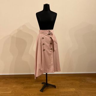 ウィルセレクション　アシンメトリートレンチスカート　ピンク