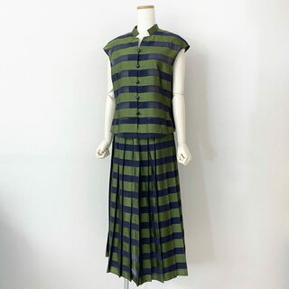 40c23 miss ashida ミスアシダ セットアップ ワンピース 11 グリーン ネイビー 2点セット ドレス 日本製 シャツ スカート