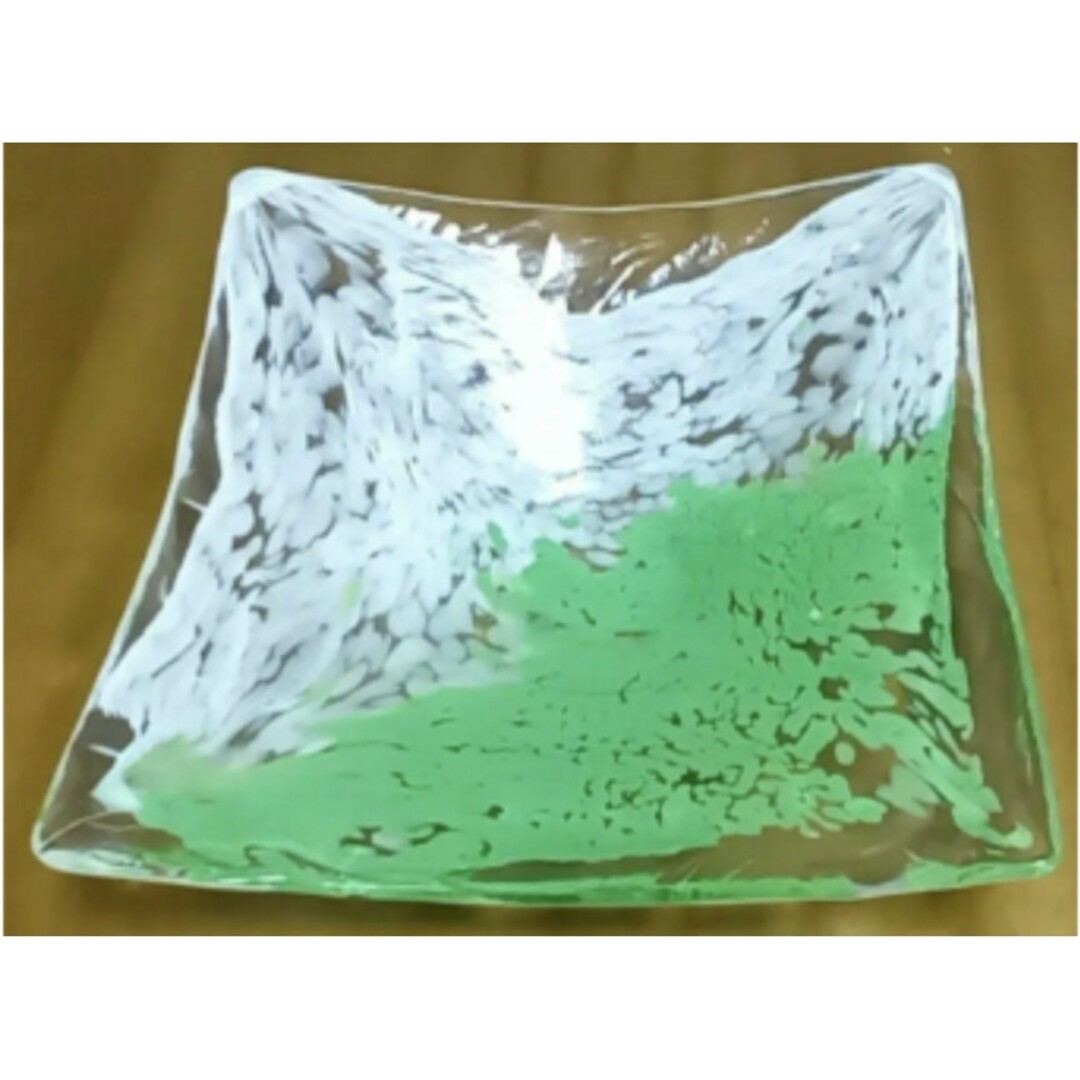 超レア品／IWATA GLASS 文化功労者 岩田藤七 作／ガラス花器 四方皿 インテリア/住まい/日用品のキッチン/食器(食器)の商品写真