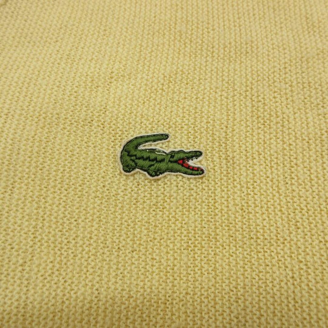 LACOSTE(ラコステ)のXL★古着 ラコステ LACOSTE IZOD 長袖 ブランド セーター メンズ 90年代 90s ワンポイントロゴ 大きいサイズ アクリル Vネック USA製 黄 イエロー 23nov17 中古 ニット トップス メンズのトップス(ニット/セーター)の商品写真