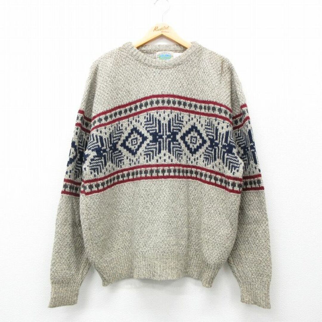 XL☆古着 長袖 ノルディック セーター メンズ 90年代 90s 雪柄 XL☆古着 長袖 ノルディック セーター メンズ 90年代 90s 雪柄