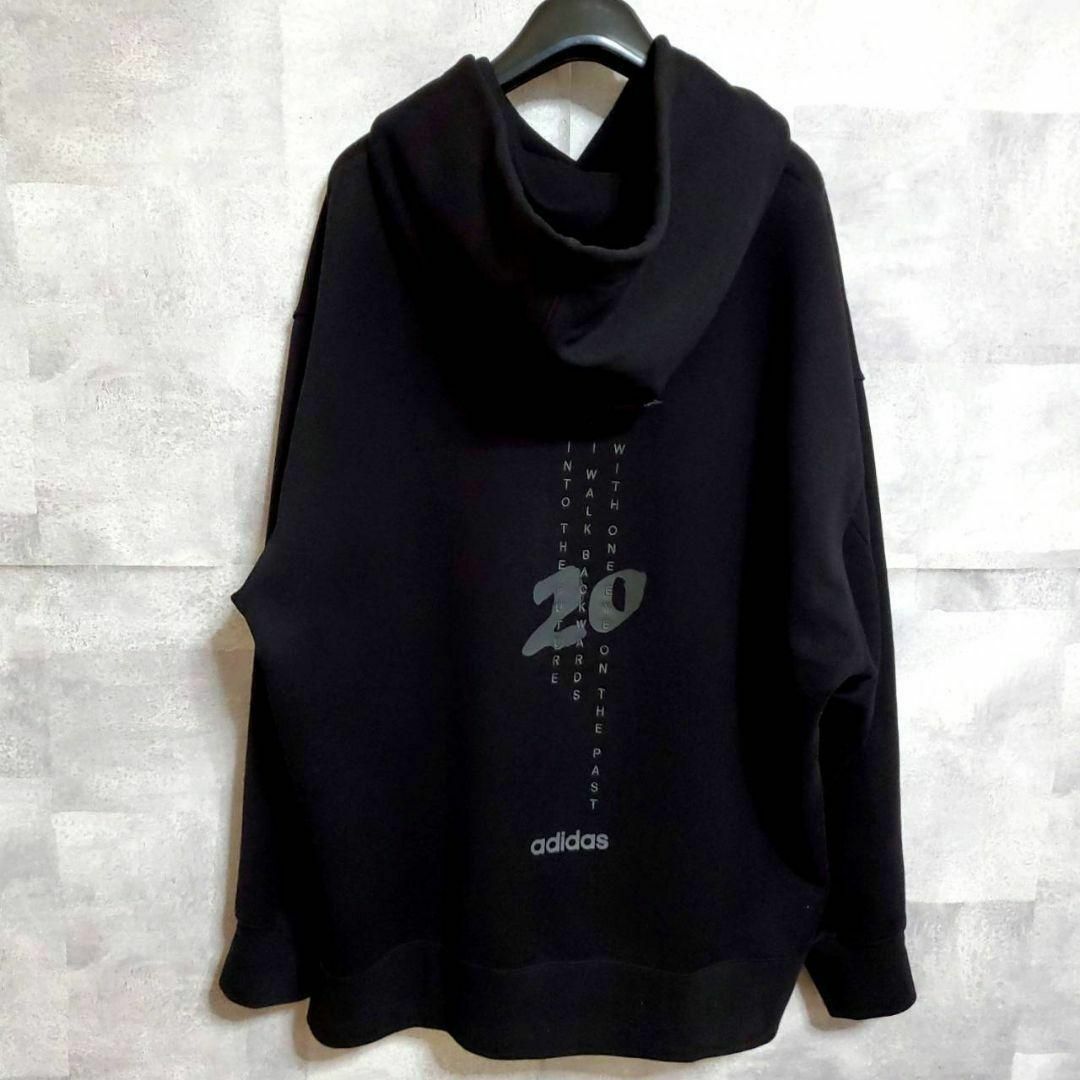 美品 2XL ワイスリー × アディダス コラボ フーディー 黒 胸元 ロゴ