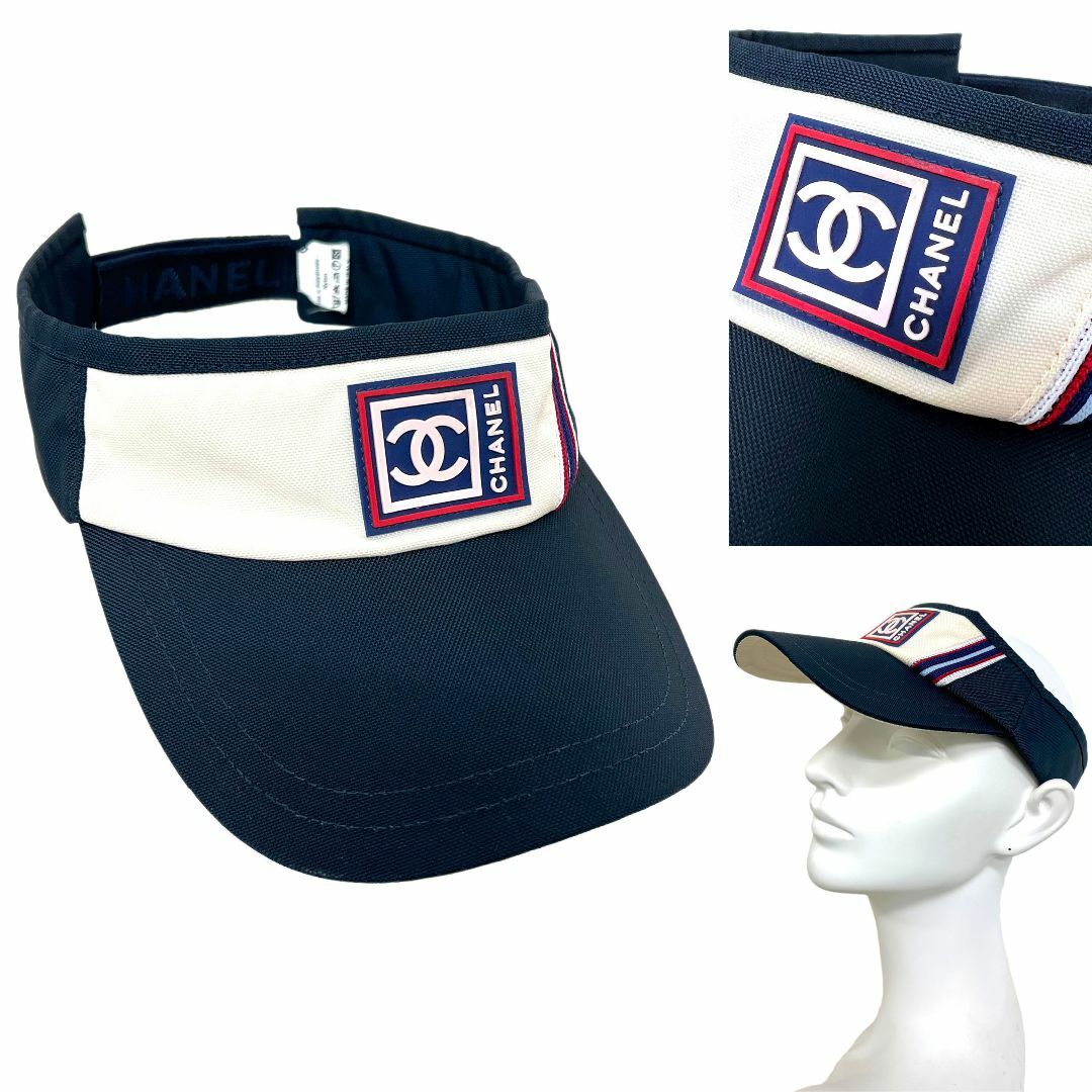 CHANEL(シャネル)のシャネル　サンバイザー　スポーツライン　ココマーク　ネイビー　ホワイト　レア レディースの帽子(キャップ)の商品写真
