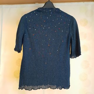 セール 登場から人気沸騰】 伊太利屋 ミンク付き半袖セーター ビジュー セール 登場から人気沸騰】 伊太利屋 ミンク付き半袖セーター ビジュー