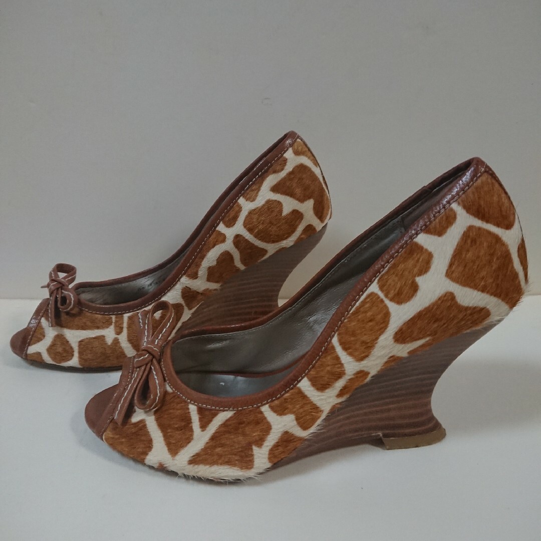 DIANA(ダイアナ)のDIANA オープントゥ ハラコ ウェッジソール パンプス レディースの靴/シューズ(ハイヒール/パンプス)の商品写真