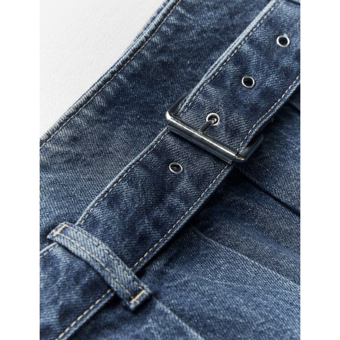 ZARA(ザラ)のZARA TRF  denim ザラ デニム ボックスプリーツ スカート  レディースのスカート(ひざ丈スカート)の商品写真