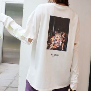 MURUA✯ MURUA スリーブカットロングスリーブTシャツ✯ホワイト