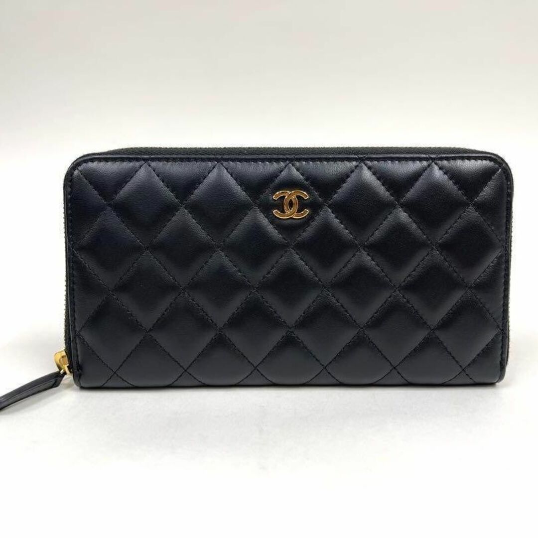 未使用 CHANEL♡ラムスキン マトラッセ ラウンドジップウォレット 22番台