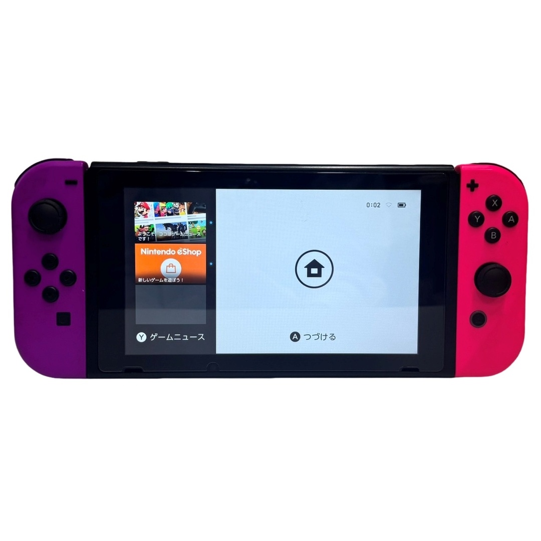 Nintendo Switch(ニンテンドースイッチ)のNintendo Switch HAC-001(-01) レッド＆パープル 動作確認済み ケース付き バッテリー強化版 ニンテンドー スイッチ 【中古】 12403K317 エンタメ/ホビーのゲームソフト/ゲーム機本体(家庭用ゲーム機本体)の商品写真