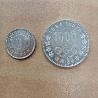 4Z　東京オリンピック　1000円銀貨　100円銀貨　昭和39年(その他)