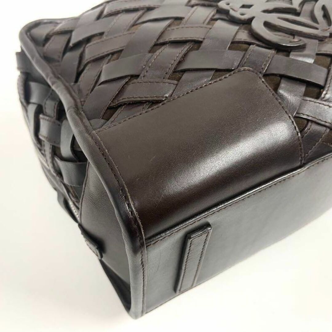 LOEWE(ロエベ)の希少限定♡ロエベ アマソナ36 カーフレザー 編み込み ハンドバッグ ブラウン レディースのバッグ(ボストンバッグ)の商品写真