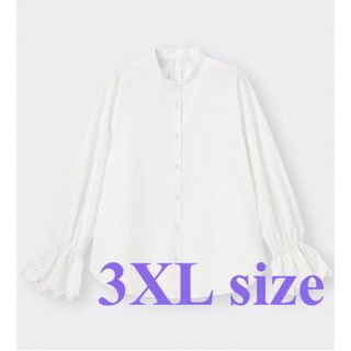 ジーユー(GU)の3XL 新品未使用  GU ジーユー レースコンビネーションブラウス ホワイト(シャツ/ブラウス(長袖/七分))