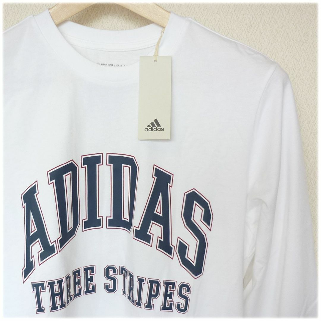 adidas(アディダス)の新品L★アディダス adidas 白グラフィックコットンロゴロンTシャツ メンズのトップス(Tシャツ/カットソー(七分/長袖))の商品写真