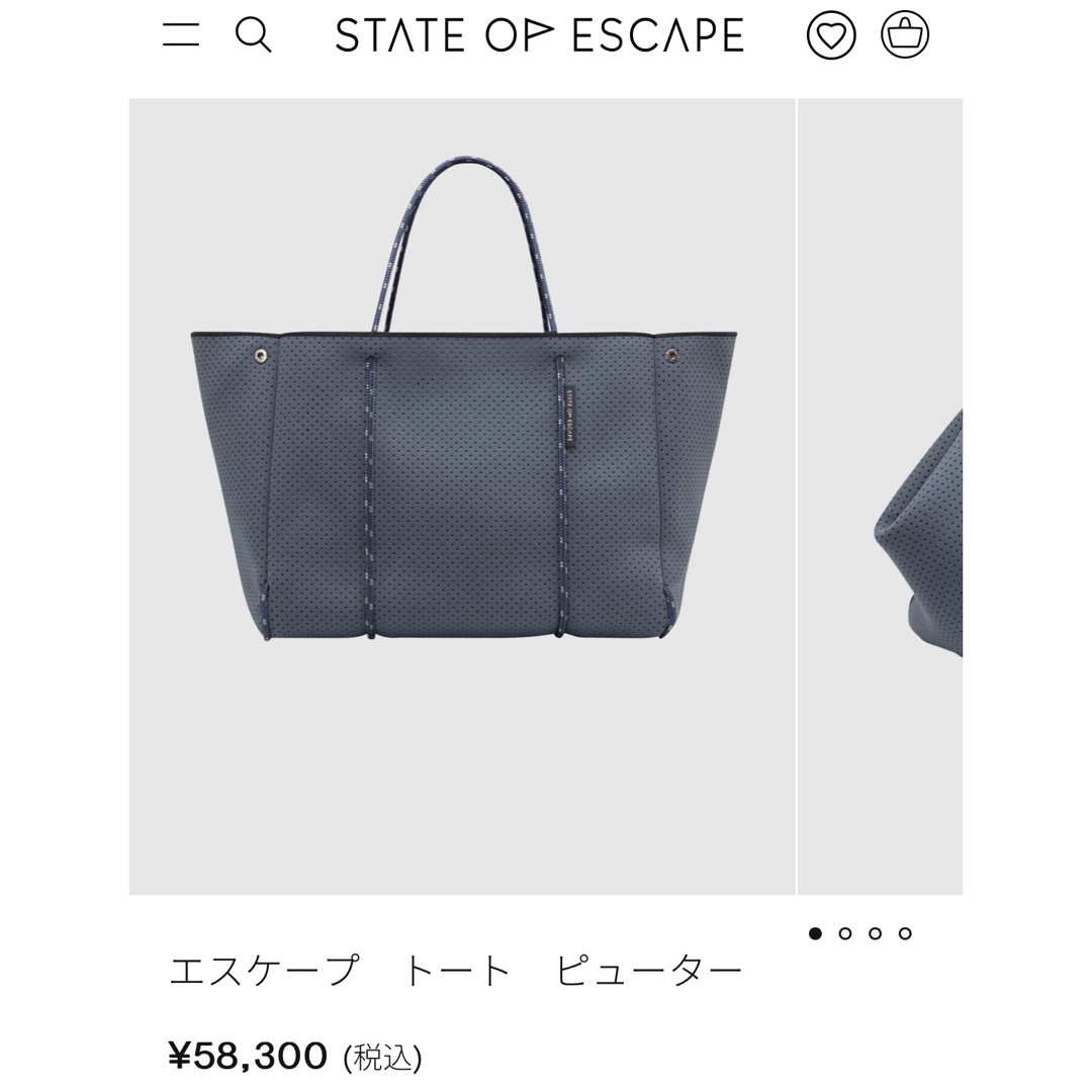 State of Escape(ステイトオブエスケープ)のState of Escape ESCAPE BAG ピューター【pi様専用】 レディースのバッグ(トートバッグ)の商品写真