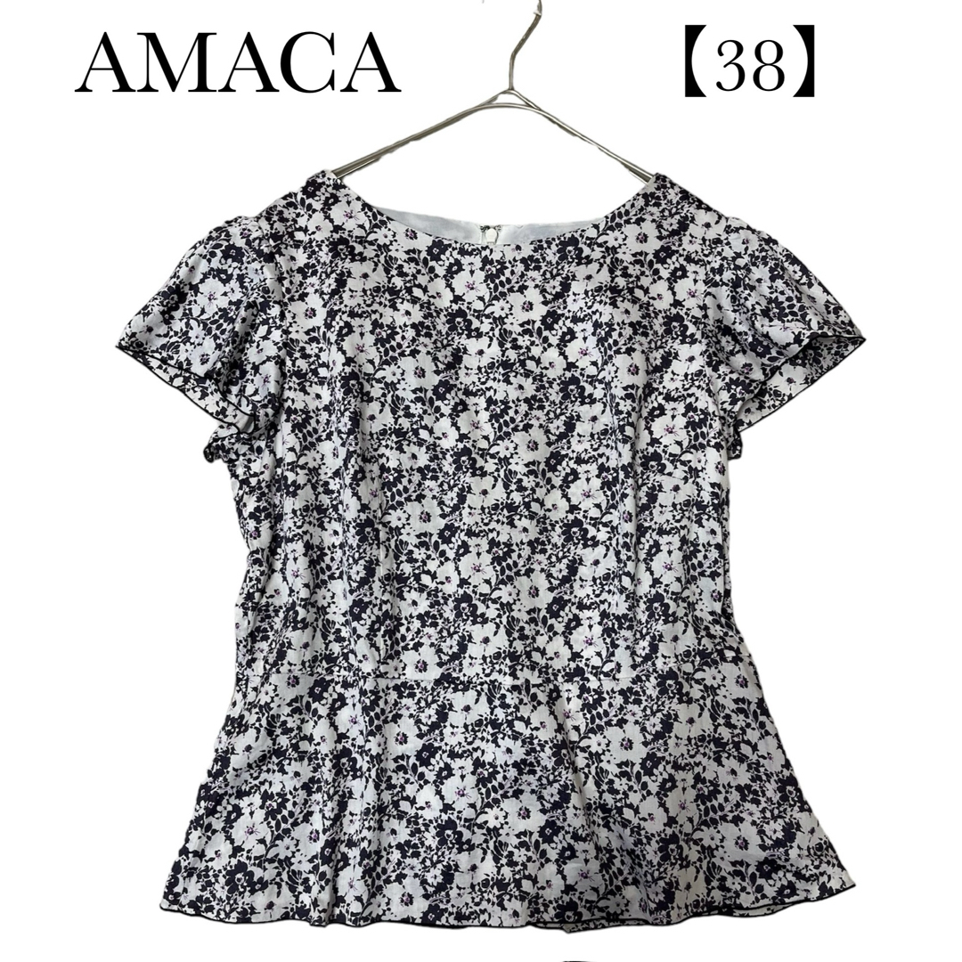 AMACA(アマカ)のAMACAアマカ　リバティペプラムブラウス　花柄　38 レディースのトップス(シャツ/ブラウス(半袖/袖なし))の商品写真
