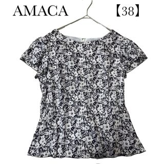 アマカ(AMACA)のAMACAアマカ　リバティペプラムブラウス　花柄　38(シャツ/ブラウス(半袖/袖なし))