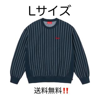 シュプリーム(Supreme)のシュプリーム ピンストライプ クルーネック ネイビー Lサイズ(スウェット)