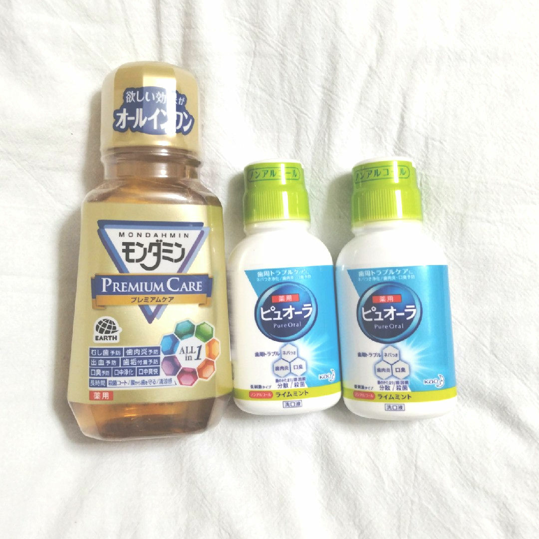 アース製薬(アースセイヤク)のモンダミン250mlとピュオーラ８０ml×２のセット♪ コスメ/美容のオーラルケア(マウスウォッシュ/スプレー)の商品写真