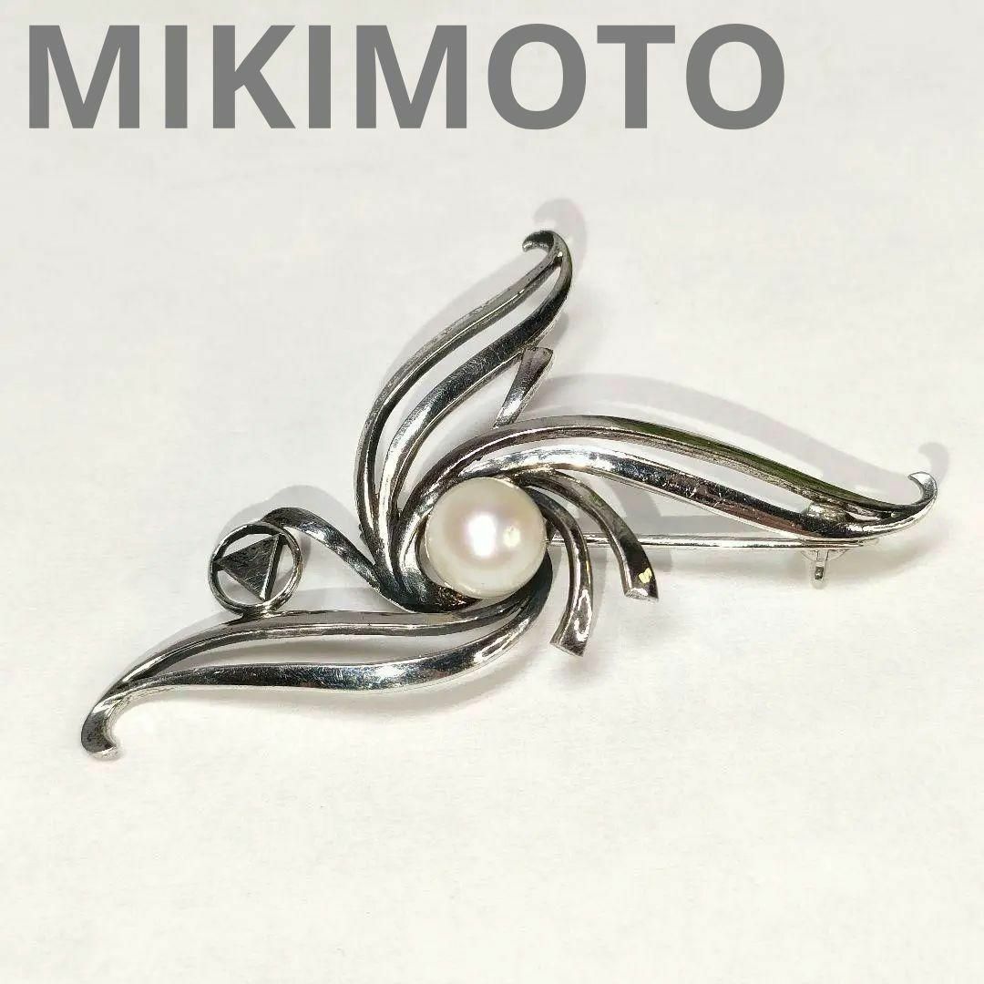 ミキモト真珠 ブローチ M S K18 シルバー - ブローチ/コサージュ ミキモト真珠 ブローチ M S K18 シルバー - ブローチ/コサージュ