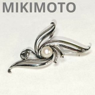 ミキモト(MIKIMOTO)のミキモト パール ブローチ 真珠 シルバー M刻印 S刻印 アクセサリー服装小物(ブローチ/コサージュ)