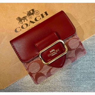 コーチ(COACH)のCOACH ミニ　ウォレット　スモール　ワイン　二つ折り　財布　未使用品(財布)