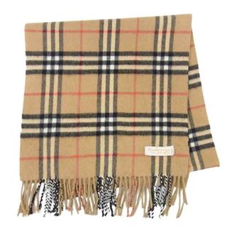 バーバリー(BURBERRY)のBURBERRY バーバリー  ウール ノバチェック フリンジ マフラー ストール ベージュ系【中古】(マフラー/ショール)