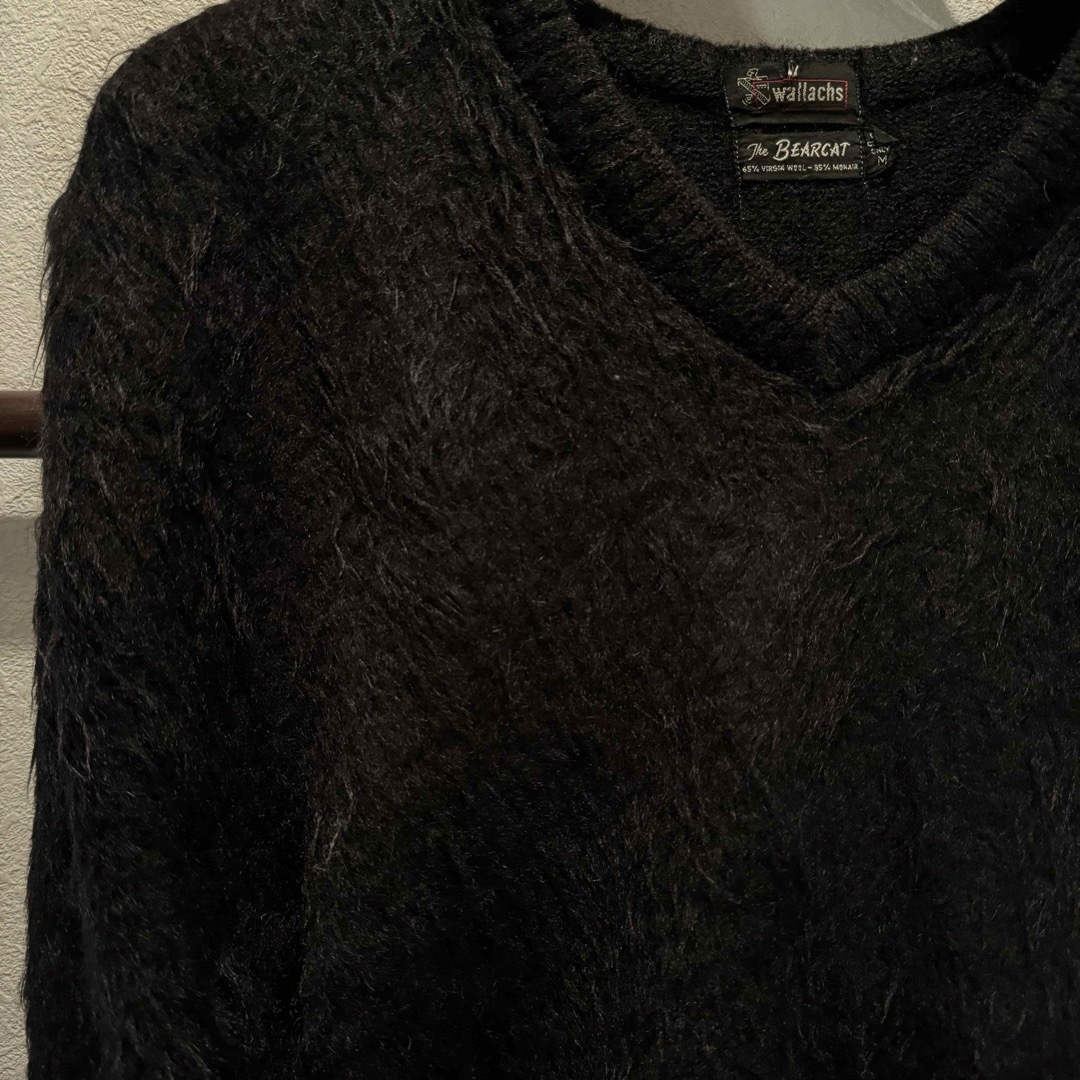 celine(セリーヌ)の【激レア】60'S ヴィンテージ モヘアカーディガン 黒 ブラック XL メンズのトップス(ニット/セーター)の商品写真