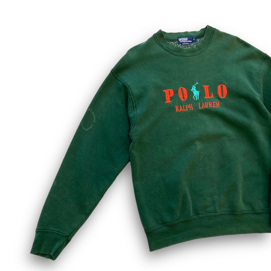 POLO RALPH LAUREN(ポロラルフローレン)の【POLO】90s ポロラルフローレン USA製 スウェットトレーナー 刺繍古着 メンズのトップス(スウェット)の商品写真
