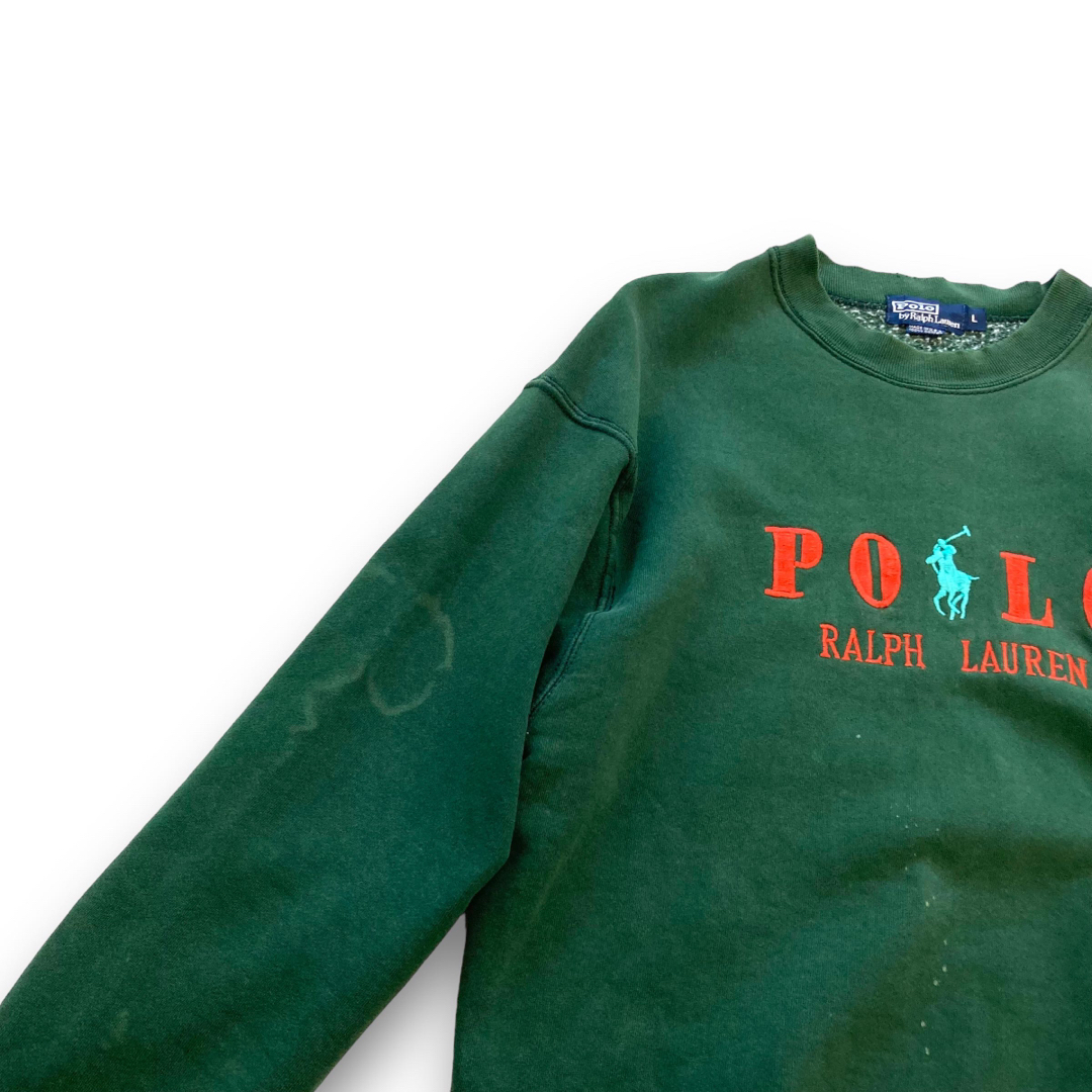 POLO RALPH LAUREN(ポロラルフローレン)の【POLO】90s ポロラルフローレン USA製 スウェットトレーナー 刺繍古着 メンズのトップス(スウェット)の商品写真