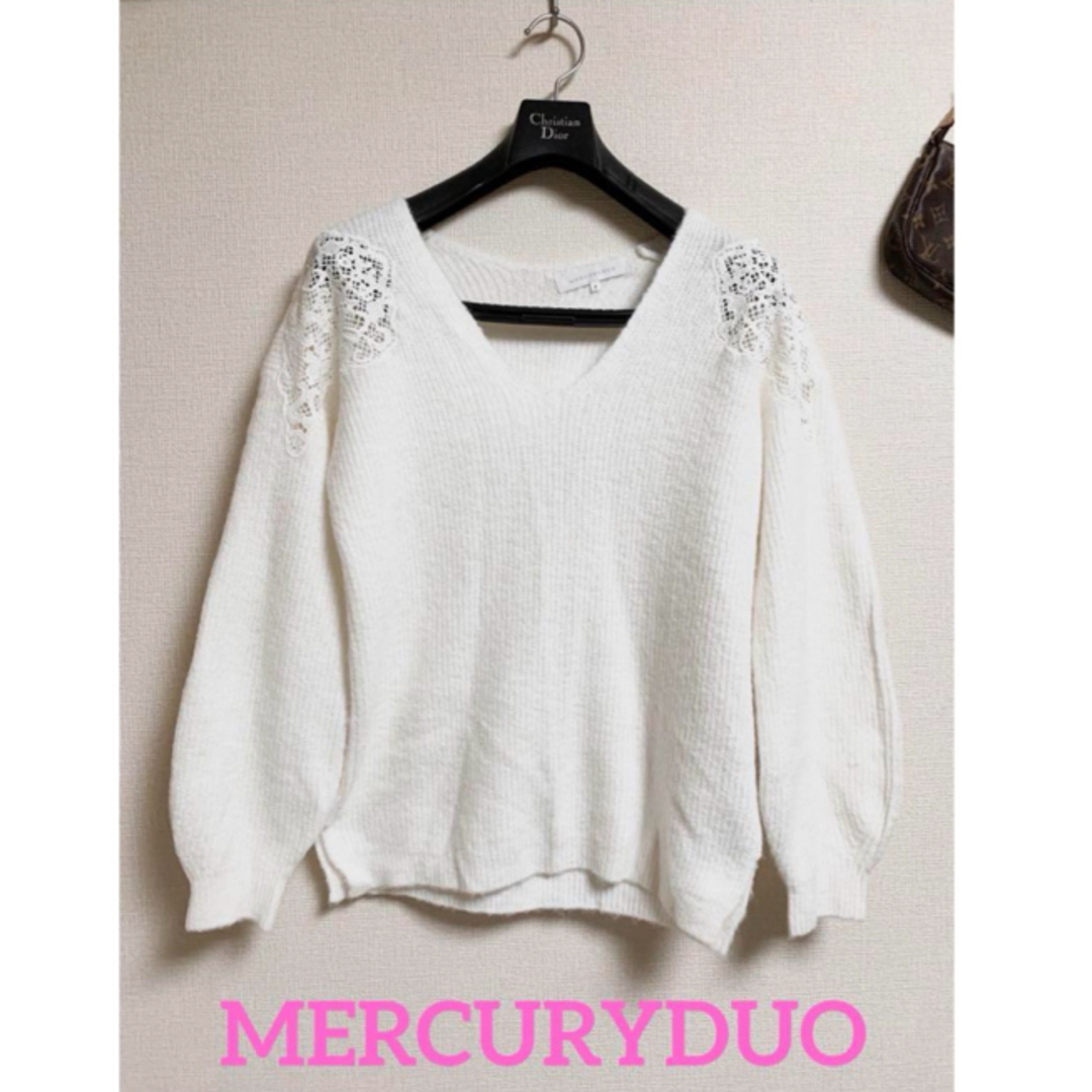 MERCURYDUO(マーキュリーデュオ)のMERCURYDUO マーキュリーデュオ アルパカ混合 ロング レース ニット レディースのトップス(ニット/セーター)の商品写真