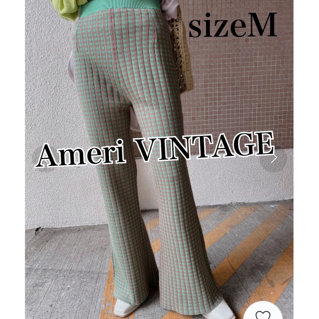 Ameri VINTAGE(アメリヴィンテージ)のAmeriアメリヴィンテージ　ギンガムチェックイージーパンツM★グリーンブラウン レディースのパンツ(カジュアルパンツ)の商品写真