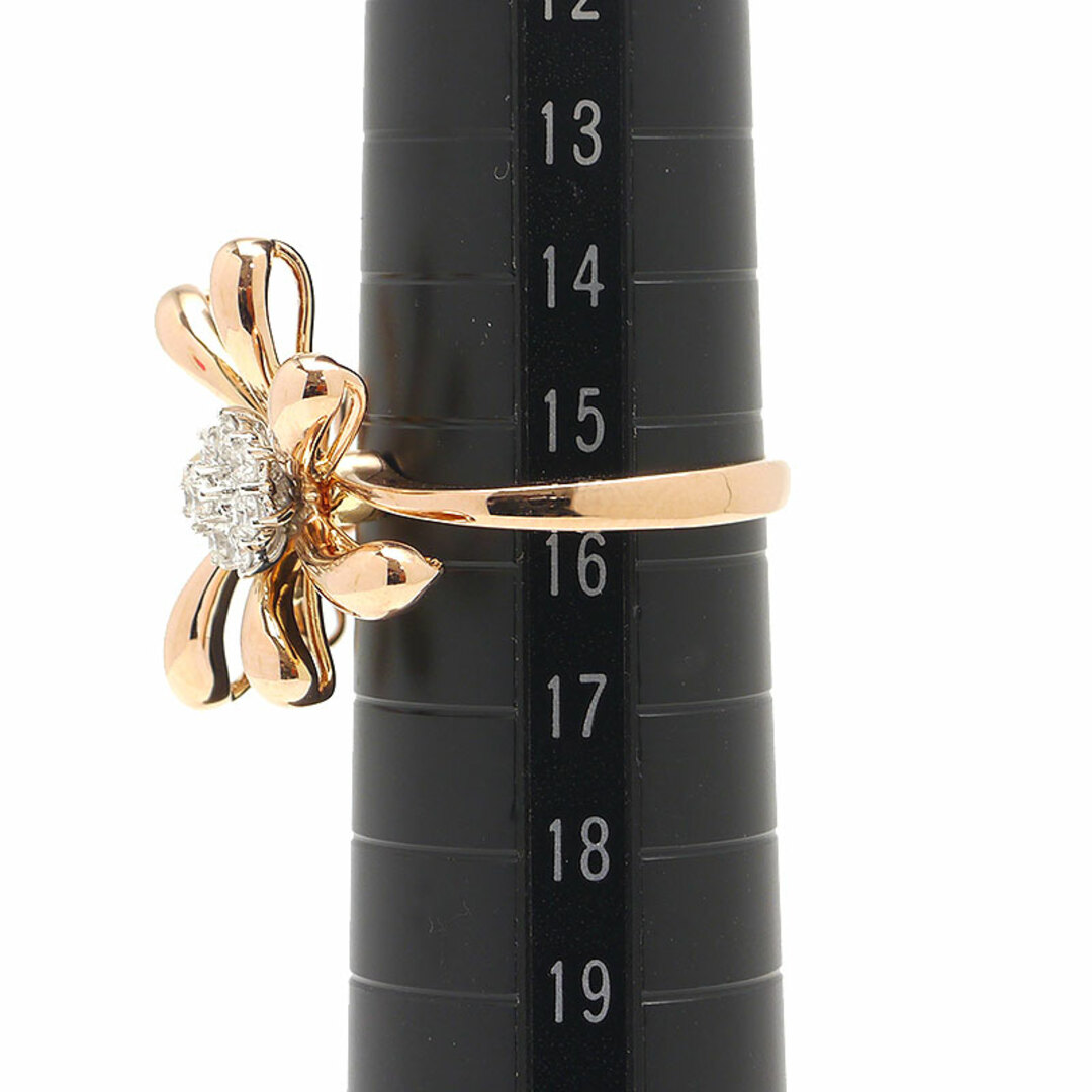 ダイヤモンドリング 約15.5号 K18PG・ダイヤ0.39ct フラワー 花 レディースのアクセサリー(リング(指輪))の商品写真