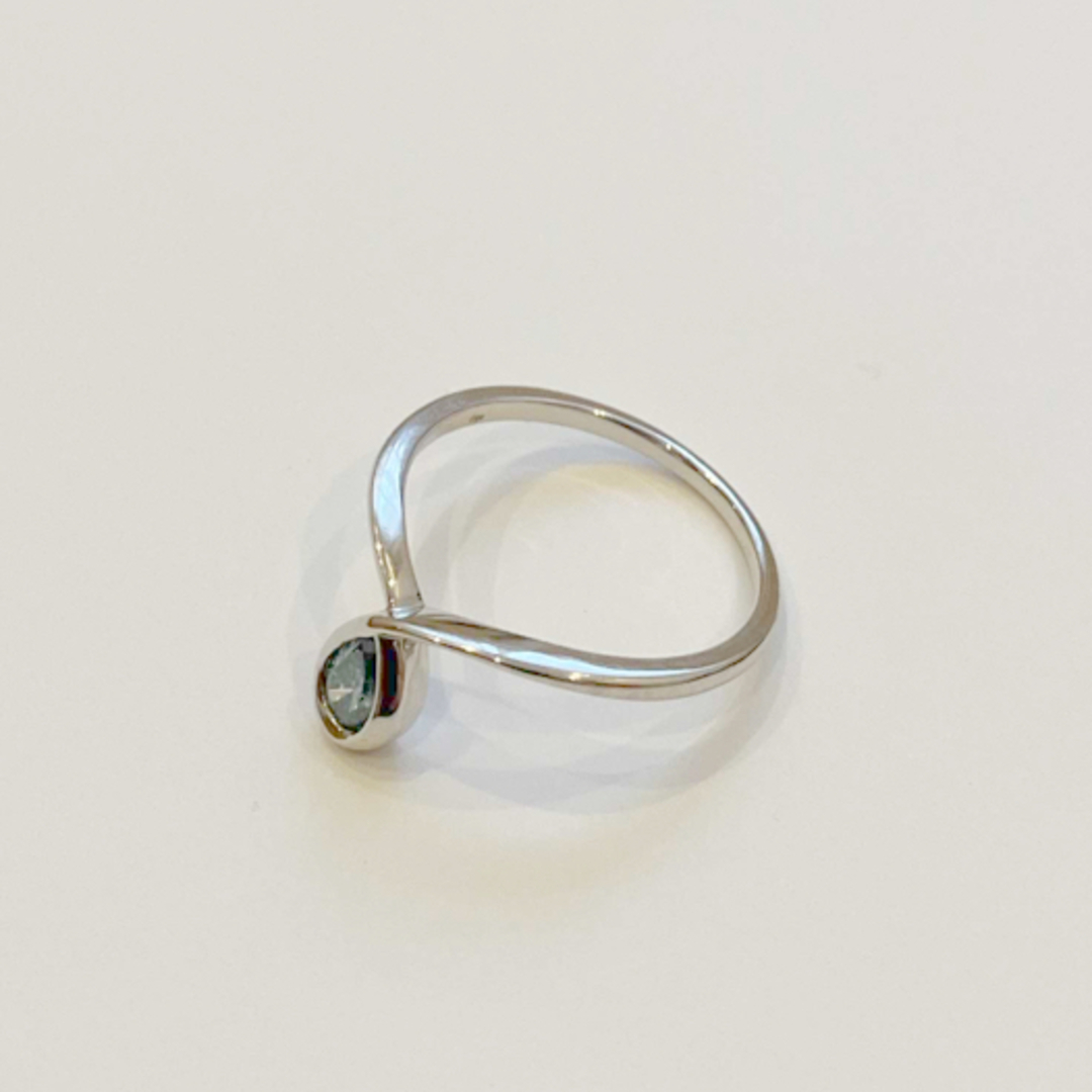 グリーンブルーダイヤモンド トリートメント 0.257ct 一粒 リング 13号 レディースのアクセサリー(リング(指輪))の商品写真