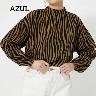 AZUL by moussy - 269 アズールバイマウジー ゼブラ柄 ブラウス シャツボトルネック アニマル柄