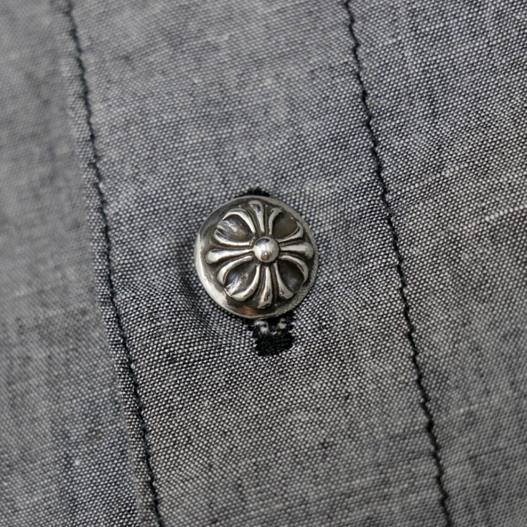 Chrome Hearts(クロムハーツ)のクロムハーツ【CHROMEHEARTS】クロスボールボタン/半袖シャツグレー/Sサイズ【中古】111589 メンズのトップス(シャツ)の商品写真